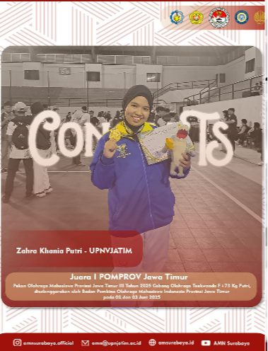 Juara 1 POMPROV Jawa Timur (Gold Medal) dari Universitas Pembangunan Nasional "Veteran" Jawa Timur