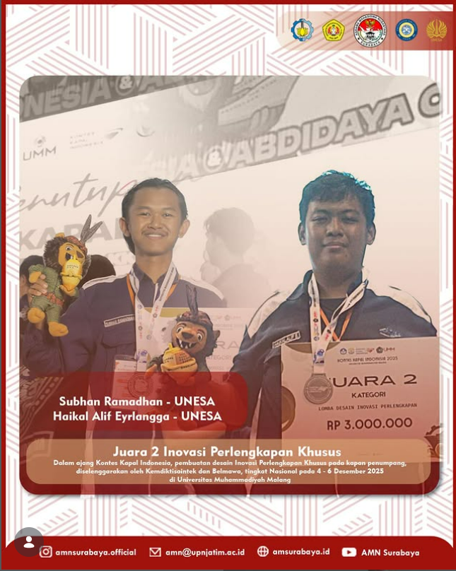 Juara 2 Inovasi Perlengkapan Khusus Kontes Kapal Indonesia