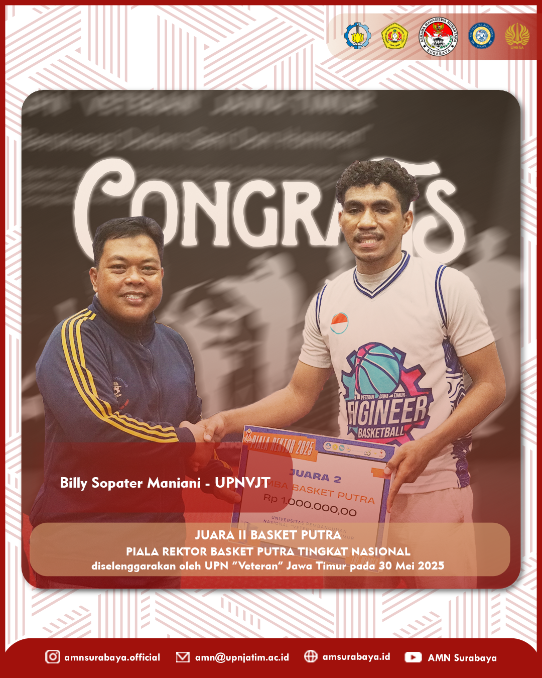 Juara II Piala Rektor Kategori Basket Putra