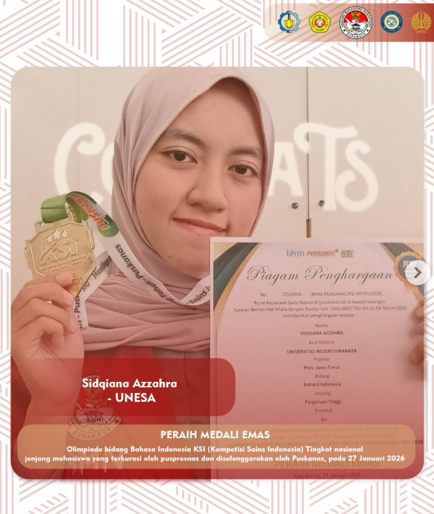  Selamat Medali Perak,  di Olimpiade Bahasa Indonesia tingkat nasional jenjang mahasiswa dan umum 