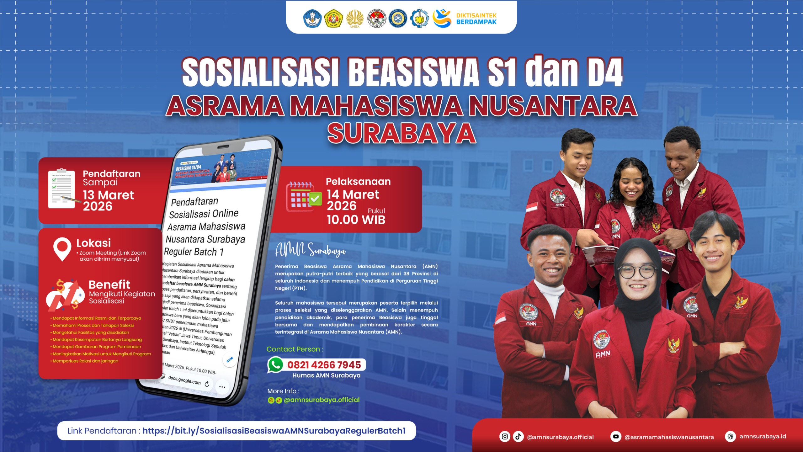 Pendaftaran Sosialisasi Online Beasiswa AMN Surabaya Batch 1 Resmi Dibuka