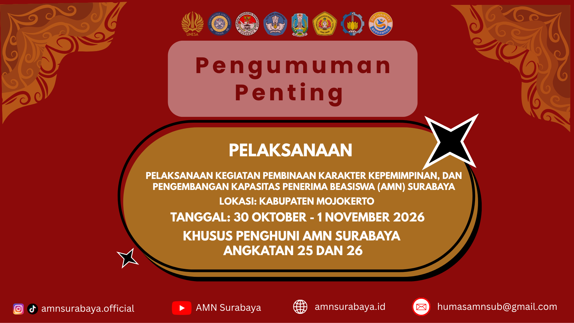 Pengumuman Pelaksanaan Kegiatan Pembinaan Karakter Tahun 2026